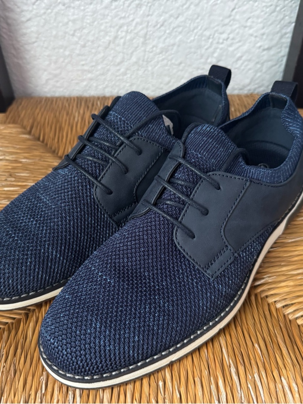 Kids Bruno Marc Navy Dress Shoes Lace-Up Comfortable Knit Upper - Size 4